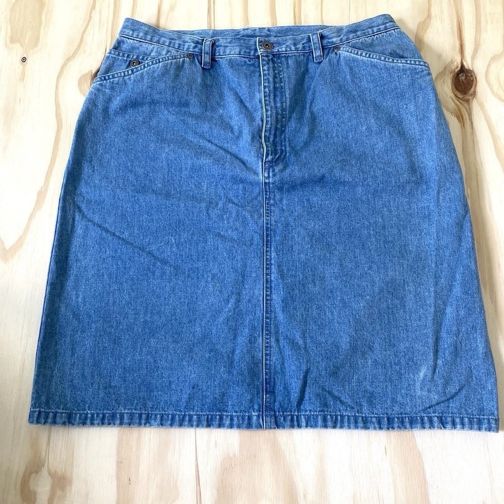 Liz Claiborne Skirt Womens 14 Denim Size Straight Mini Zip Front Classic Light